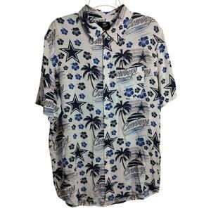 M1078).NFL Team Dallas Cowboys Button Up Short Sleeve Tropical Hawaiian Shirt L